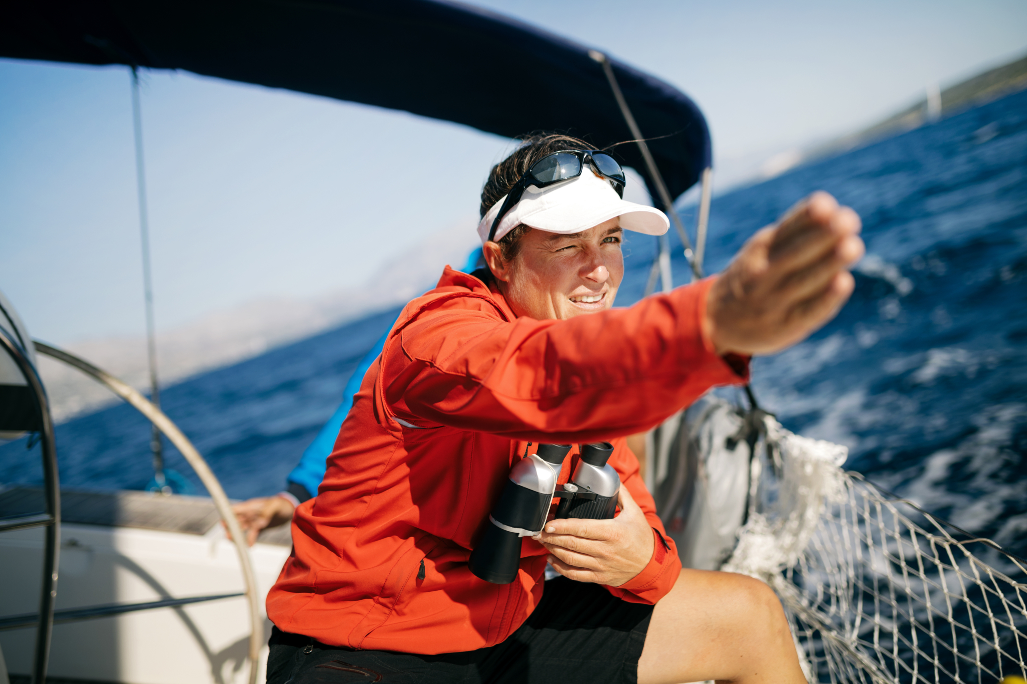 Attractive,Strong,Woman,Sailing,With,Her,Boat